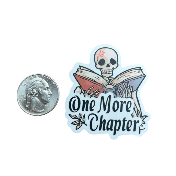 Skeleton Reading One More Chapter Sticker Book Lover Gothic - Picture 2 of 2